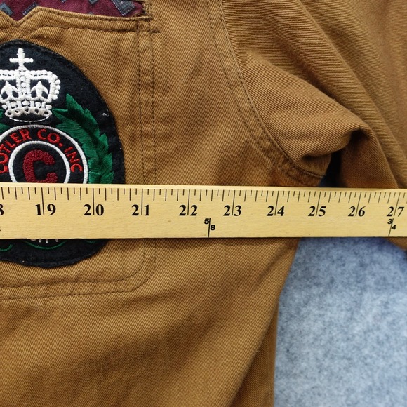 Vintage 80s Chore Coat Jacket Mens M Camel Tan Barn Work Boxy Embroidered COTLER - Picture 5 of 16